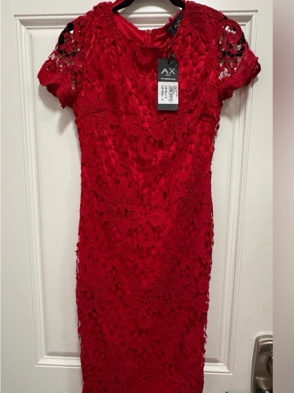 A/X Armani Exchange Red Floral Lace Sheath Dress